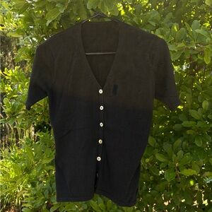 Vintage Black Button-Up Short Sleeve Top